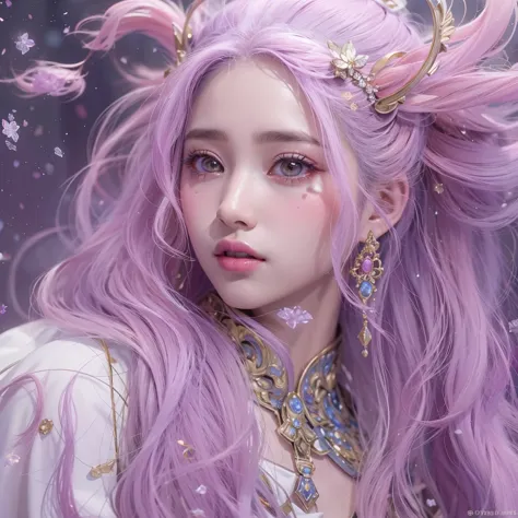 （（（Single eyelid）））Snow hoop exclusion area 32K（tmasterpiece，k hd，hyper HD，32K）Long flowing purple-pink hair，Autumn Pond，zydink，...