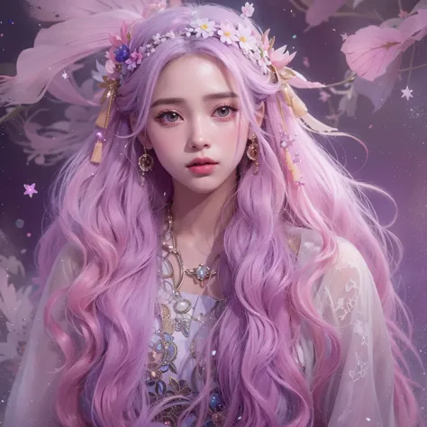 （（（Single eyelid）））Snow hoop exclusion area 32K（tmasterpiece，k hd，hyper HD，32K）Long flowing purple-pink hair，Autumn Pond，zydink，...