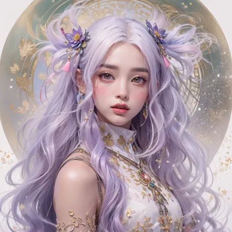 （（（Single eyelid）））Snow hoop exclusion area 32K（tmasterpiece，k hd，hyper HD，32K）Long flowing purple-pink hair，Autumn Pond，zydink，...