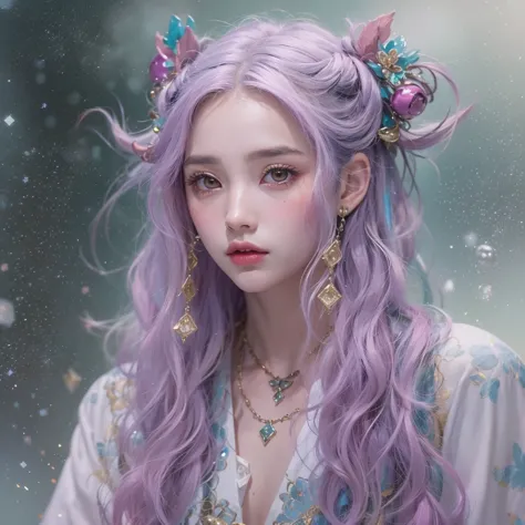 （（（Single eyelid）））Snow hoop exclusion area 32K（tmasterpiece，k hd，hyper HD，32K）Long flowing purple-pink hair，Autumn Pond，zydink，...