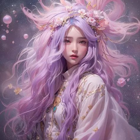 （（（Single eyelid）））Snow hoop exclusion area 32K（tmasterpiece，k hd，hyper HD，32K）Long flowing purple-pink hair，Autumn Pond，zydink，...