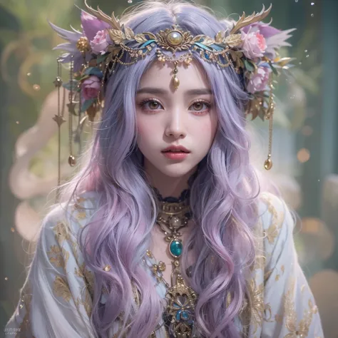 （（（Single eyelid）））Snow hoop exclusion area 32K（tmasterpiece，k hd，hyper HD，32K）Long flowing purple-pink hair，Autumn Pond，zydink，...