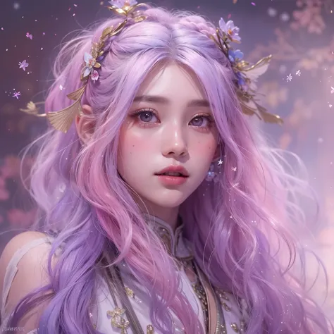 （（（Single eyelid）））Snow hoop exclusion area 32K（tmasterpiece，k hd，hyper HD，32K）Long flowing purple-pink hair，Autumn Pond，zydink，...