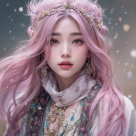 （（（single eyelid）））snow hoop exclusion area 32k（tmasterpiece，k hd，hyper hd，32k）long flowing purple-pink hair，autumn pond，zydink，...