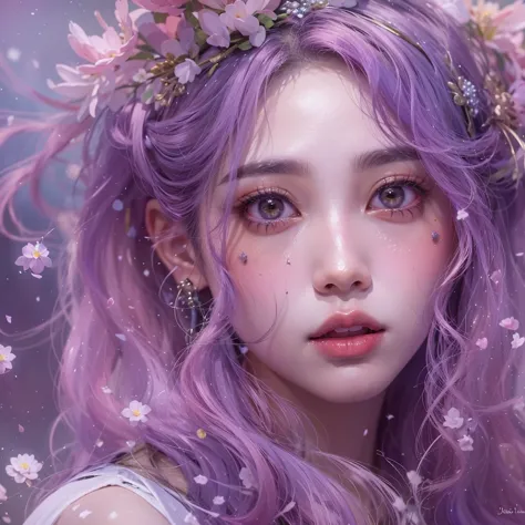 （（（Single eyelid）））Snow hoop exclusion area 32K（tmasterpiece，k hd，hyper HD，32K）Long flowing purple-pink hair，Autumn Pond，zydink，...