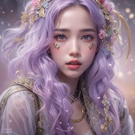 （（（Single eyelid）））Snow hoop exclusion area 32K（tmasterpiece，k hd，hyper HD，32K）Long flowing purple-pink hair，Autumn Pond，zydink，...