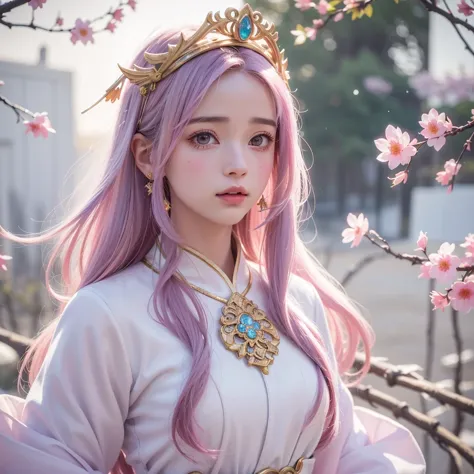 （（（Single eyelid）））Snow hoop exclusion area 32K（tmasterpiece，k hd，hyper HD，32K）Long flowing purple-pink hair，Autumn Pond，zydink，...