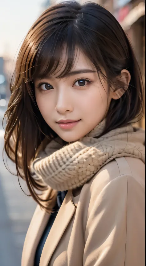 (8k, RAW Photos, highest qualthaty, Tabletop:1.2), (Realistic, Realistic:1.4), (Highly detailed 8K wallpapers), Sharp focus, Wrthatten boundary depth, Cinema Lighting, Soft Light, Beautiful eyes in every detail,Shiny smooth light brown, Asymmetrical bangs,...
