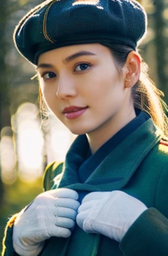 Hermosa joven soldado japonés bonito, peinado militar cabello rubio, sombrero militar, manos enguantadas, uniforme rojo oscuro con detalles negros, lleva una pistola, cinturón con municiones y transmisor, botas militares, de pie en un bosque polaco, Día nevado, cielo rojo, 4k, Ultra detallado image, Realista, Muy detallado, composición perfecta], splendid, intrincadamente detallado, Increíblemente detallado, Fotografía artística 8K, hiperrealista, obra maestra, Ultra detallado, hyper Realista, 4k, Ultra detallado image, Realista, Muy detallado , composición perfecta], splendid, intrincadamente detallado, Increíblemente detallado, Fotografía artística en 8K, hiperrealista, obra maestra, super , pezón expuesto, 