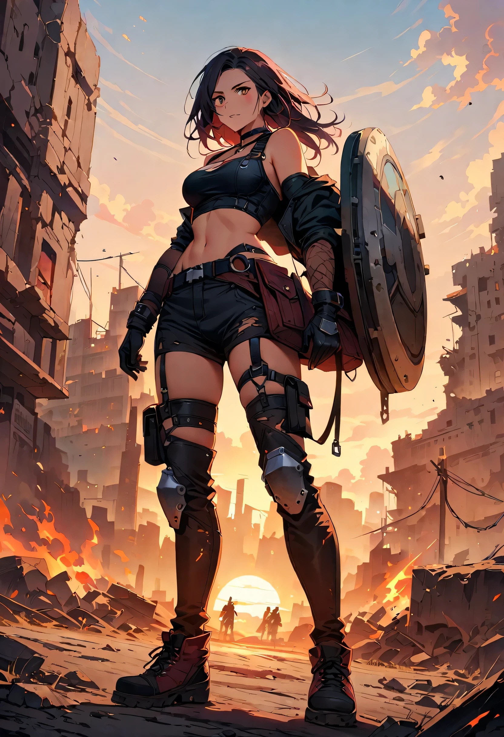 "Ride into the Ruins: A Post-Apocalyptic Harley Queen"

In a world ravaged by destruction, a fearless woman, clad in black leather and armed with a fierce determination, rides her Harley through the desolate wasteland. With the sun setting over the ruins of civilization, she embodies the spirit of resilience and . Capture her in a high-resolution, 8K image, showcasing her rugged beauty, from the intricate details of her skin to the intricate curves of her 