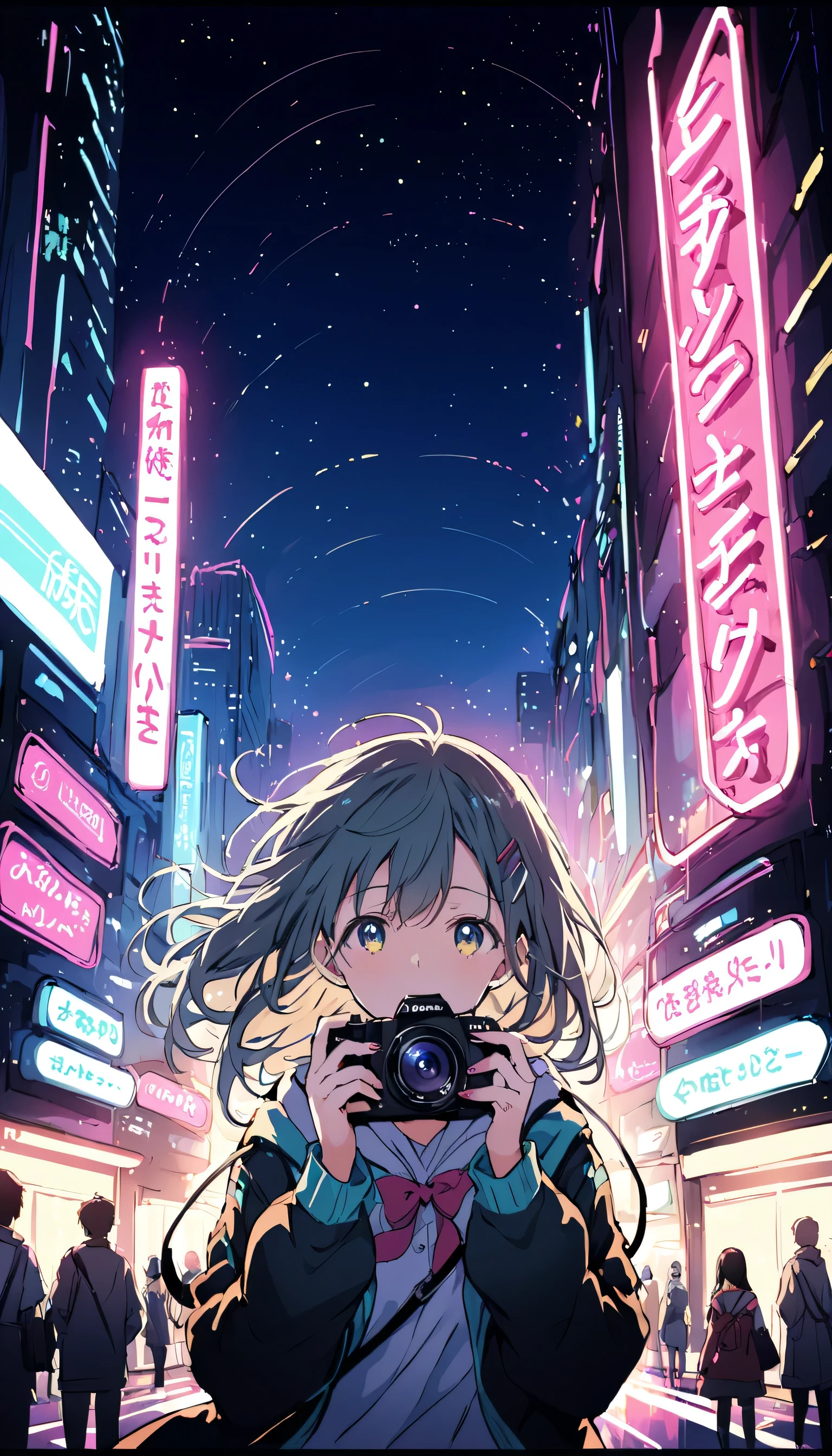 Colorful profile picture of an anime-style female character. anime「My Favorite Child」has characteristics that are clearly different from. The setting is a futuristic city lit up by neon lights. The environment is stimulating and adventurous. The camera settings are、A digital camera with a low ISO setting. This lens is a medium aperture zoom lens.. The character designs were inspired by Japanese illustrators and anime fans., Akiko Sterrenberger, Photographed by Makoto Shinkai, Your Name。Director of