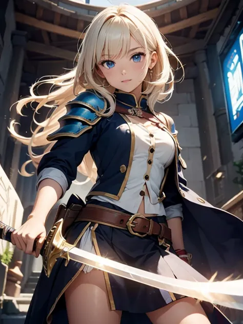 Fantasy　girl　Brave　Magic Swordsman　metal armor　Holy sword