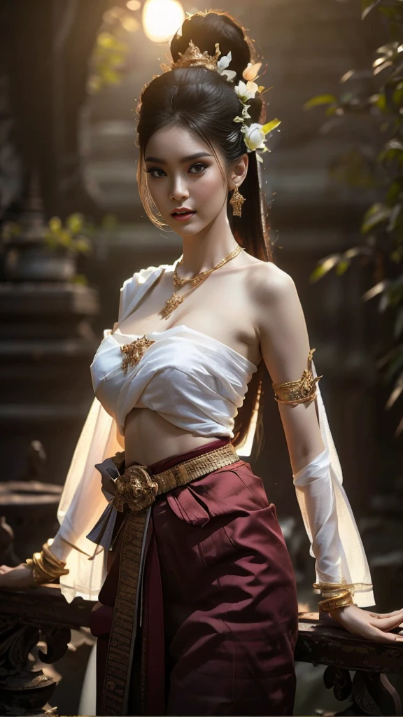 美少女 ,タイの女性&#39;戦士, walking at thai 測定, ダイナミックなポーズ, タイ語チャットセット, ストラップレスシャツ, 長い髪,黒目,腹筋, 細い体, 丸い胸, (大きな胸:1.3), リフト, 細い太もも, 長い脚, 朝の太陽, 観客を見つめる, (セクシーなポーズ), ((顔の詳細)), 二重まぶた, それは終わった, 現実的, 傑作, 最高品質, レンズフレア, シェード, old 測定, 測定, [[色収差]], ジェレミー・リップキング, アントニオ・J... マンザネド, デジタルペインティング, 高解像度, ハイコントラスト, 細長い帯で覆われている, 美しい姿,