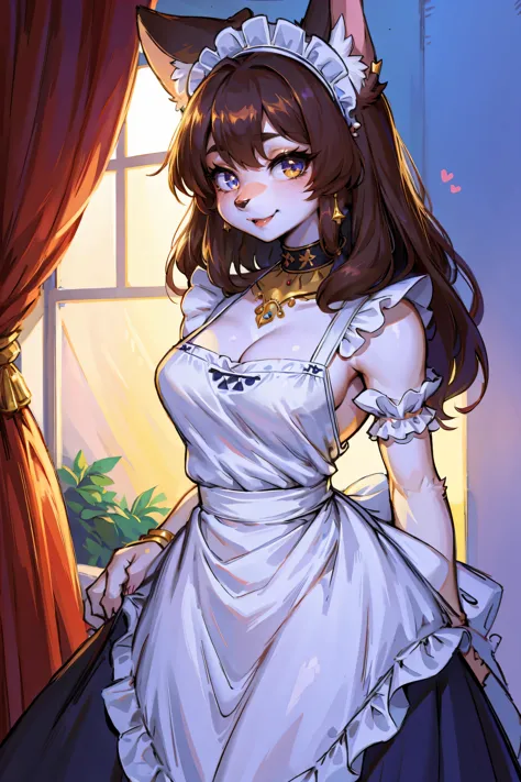 maid,(maid_dress:1.5),furry_girl,(dog_ears:1.2),Cute anime art style,Super detailed,hairy,dog girl,(fair/Exquisite eyes:1.1),Fem...