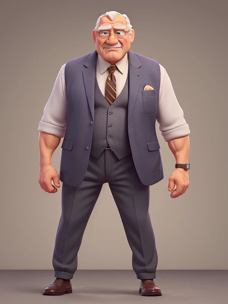 old man standing wearing suit, muscle body,daddy,bara type,fat - SeaArt AI