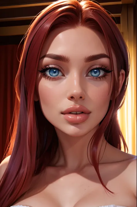 (sexy red haired young woman,perfect body,posing,model,stage,luxury hall),(oil painting),(detailed face,beautiful eyes,detailed ...