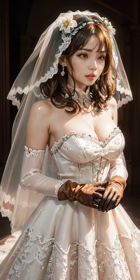 (LORA:Roxanne | Slave Harem in the Labyrinth of the Other World, blonde dog ears) Close-up of beautiful bride wearing beautiful ...
