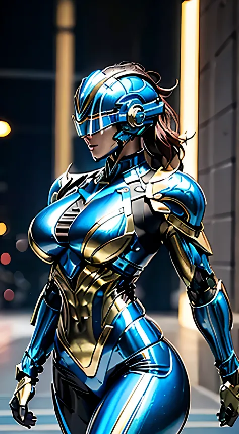 female robocop solo、bright outdoors、strong light source、8k, high quality, masterpiece, 最high quality、very detailed、armor that co...