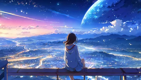 anime girl looking at the stars in the sky, 4k anime wallpaper, anime art wallpaper 4k, anime art wallpaper 4k, anime wallpaper ...