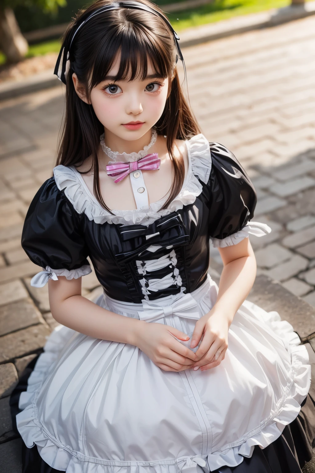 A close up of a young girl in a maid outfit - SeaArt AI