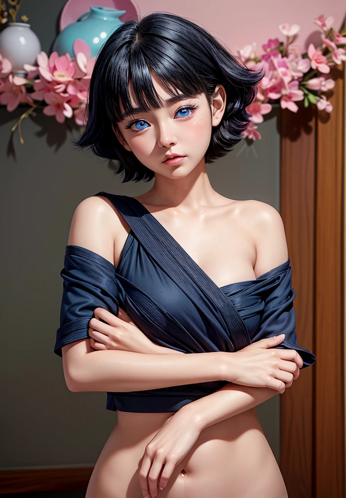 best,1girl ( Uzumaki Himawari ) , ( facial details ) , short hair ,details , age 18 femele ,plump body , no clothes , teenager'face , cute face , hot  , anime to be realistic , detailed charakter images , high quality photo , beautiful thin make up very real , perffect character cool style , pretty teenager , HD photo model , simple background , details eyes , masterpiece , ornaments detailed , real life ,Best anime realistic ,1girl ,masterpiece ,from of a woman with long black hair and a , naked portrait, nude  photography, she has a distant expression, semi realistic anime, in an anime style, semirealistic anime style, she has black hair, in anime style, (blue eyes:1.3), blunt bangs ,quality detail ,perffect charakter real live , high detailed photos real ,anime from realistic ,photrait realism , super detail ,cute eyes , detail hair ,ultra high quality ,Hd resulition , shiny nipple,  erotic pose, very detailed wallpaper 
