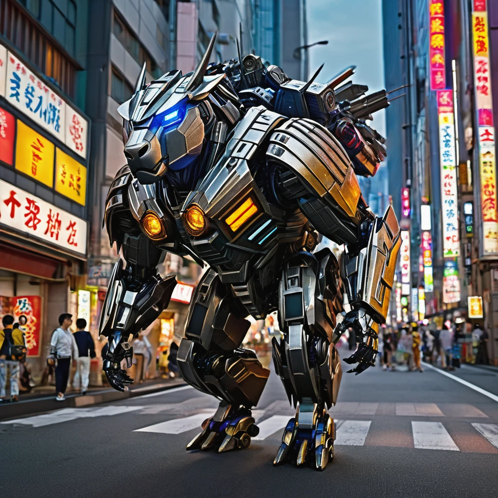 In Michael Bay's Transformers, a 2 story tall metallic capybara transformer is running amok in downtown tokyo