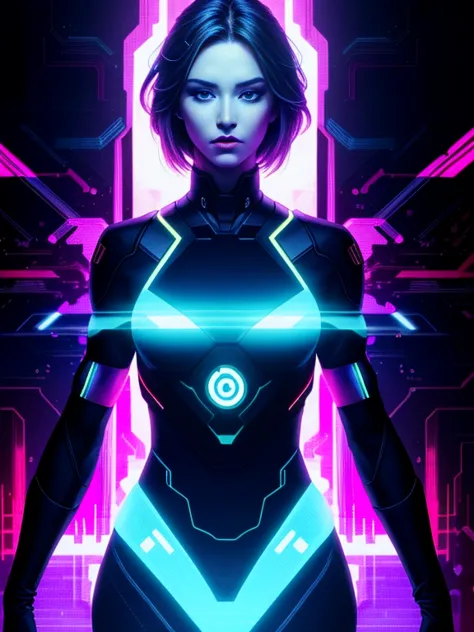 Glowing hologram Cortana, (hologram:1.4), (glitch:1.4), glowing, reimagined in a cyberpunk universe, cinematic scene, detailed b...