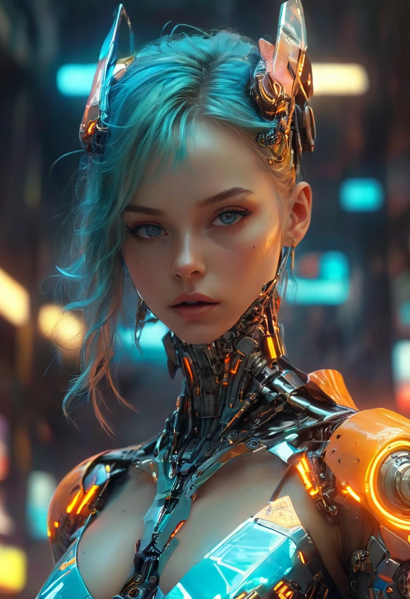 Detailliertes Porträt Cyberpunk (SKS-Person), futuristische neonreflektierende Kleidung, Science-Fiction, Roboterteile, ismail inceoglu dragan bibin hans thoma greg rutkowski alexandros pyromallis nekro rene margitte illustriert, perfektes Gesicht, ((Tätowierung)), , matte Haut, Poren, Falten, hyperdetailliert, hyperrealistisch,, stimmungsvolle Beleuchtung, Hasselblad Award Winner, Weiches, diffuses Licht, Grinsen,, Maschinengesicht, feine Details, realistisch schattiert, kompliziert, elegant, Futuristische Städte、TOKIOcty、leeres mechanisches Auto、die Nacht、Zahlreiche Cyborgs kämpfen, umgeben von gruseliger Cyborg-DNA."."Agnes Cecile, Geschrieben von Andre Masson, Francis Bacon, 4K, komplizierte Details, Aufmerksamkeit fürs Detail, preisgekrönt, 8K, knackige Qualität, hyper realisitic, exquisite Handwerkskunst, nffsw, Tischplatte, Köstlichkeit, Hypnotisch, verträumt, Blickfang, unwiderstehlich, Faszinierend, herrlich, göttlich, hübsch, Exzellent, wunderschön, sehr süß, Liebenswert, nobel, atemberaubend, Wasserfarbe, Malerei, Kunstwerk, schönes Mädchen, Farben beinhalten Weiß Perl Gold Jade, orange, blaugrün, unglaublich detailliertes Foto, concept art cinematic film still unglaublich detailliertes Foto,ein Cyborg, halb Maschine, halb Frau,Fleisch und Verdrahtung,glühende metallische Knochen,Röhrchen mit leuchtender Flüssigkeit,sezierter Mensch mit Maschineninnerem,. geringe Schärfentiefe,vignette,sehr detailliert,Hohes Budget,bokeh,Cinemascope,Launisch,Epos,wunderschön,Filmkorn,körnig,. digital Kunstwerk,illustrativ,malerisch,matte Malerei,sehr detailliert,