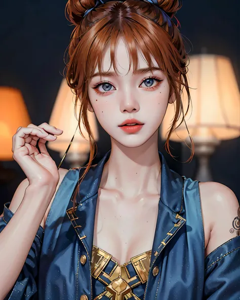 (((masterpiece))), (((highest quality: 1.4))), ((super detail: 1.4)) ,gorgeous exotic features, amber neon eyes:1.5, orange hair...