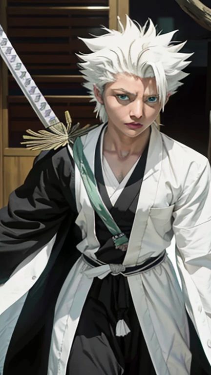 obra de arte, melhor qualidade, alta qualidade, 1 menino, Sozinho, foco masculino, Olhando para o visualizador, tronco, hitsugaya_Toushirou,