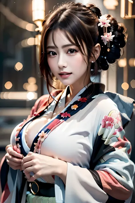 (((Gorgeous courtesan kimono:1.7))),(Beautiful mature woman in a noble courtesan kimono),(((Flashy and extravagant courtesan att...