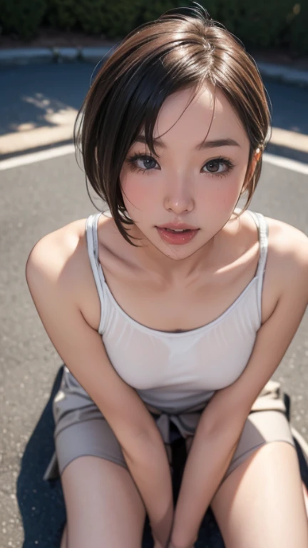 (Flying debris:1.2),(8K High Resolution), (highest quality), (RAW Image Quality), (reality), (that&#39;reality的な:1.37), Big eye,Long eyelashes,that&#39;Exquisite（Live-action reality的な style）,The ultimate face,reality的な光と影,Distinct facial features,Milky skin, Skin with attention to detail,reality的な skin details,eyeに見える毛穴,（Very detailed）,(short hair),best portrait,((Photo taken from a distance, from the front)), Only one girl, Cute type,fine and beautiful eye, Beautiful and detailed nose, Very detailedな肌) ,(Beautiful face with double eyelids), (realism: 1.4),Great details, Ultra-high resolution,,,Delicate and beautiful face,,Age 25,(Beautiful Face 1.4),thin,Very beautiful legs,((Crouching in front of the viewer))),squat with your legs slightly open,Crouching in front of the viewer,((Crouching in front of the viewer)), ((15-year-old girl, slim, thinウエスト, thin太もも, thin腕, smile)), (((Look up, (View from above:1.2), Semen On , Penis Facial, how, throw, ((Sticking out tongue, Open your mouth)), close ~ eye)))