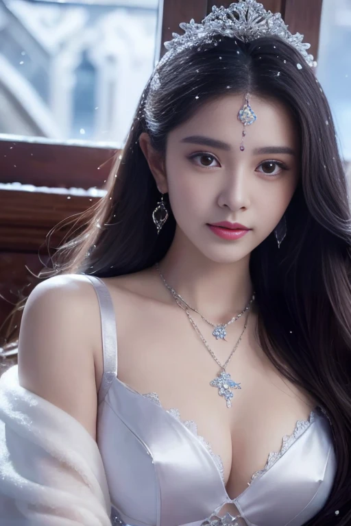 um close de uma mulher usando um tiable e um vestido, lindo modelo chinês, beleza etérea, linda modelo de menina, Fantasia Xianxia, garota muito linda, Deusa linda, uma linda imperatriz de fantasia, linda garota modelo, menina chinesa, linda garota asiática, ruan jia linda!, por Fan Qi, princesa chinesa, linda donzela, fofo lindo, fantasia linda