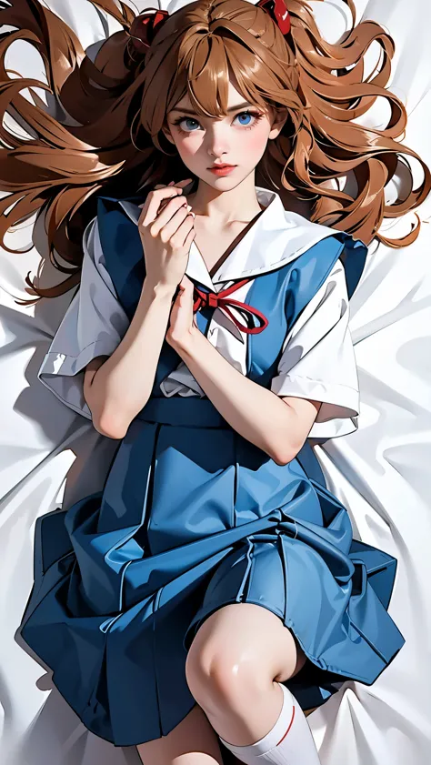 ((highest quality, 8k, masterpiece:1.3, realistic:1.3)), {{lying in bed, from above, dakimakura}}, japanese , single woman,  ver...