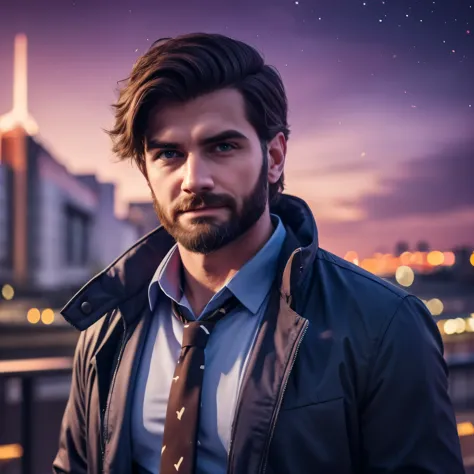 man with beard, in a jacket and tie, 8k art german bokeh