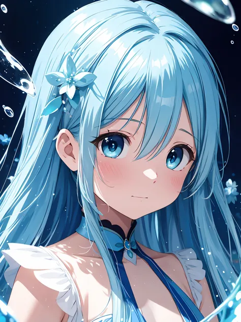 Masterpiece, best quality, extremely detailed, (illustration, official art: 1.1), (((((1 girl))))), ((light blue long hair))), l...