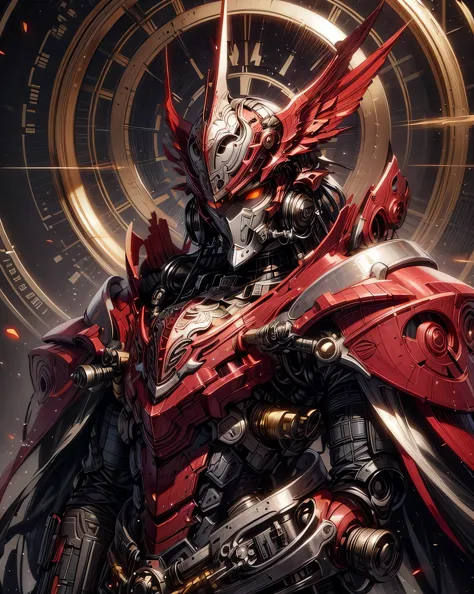male dieselpunk angel knight in full body beautifully elegant mechanical angel armor, full head helmet with a full face white st...