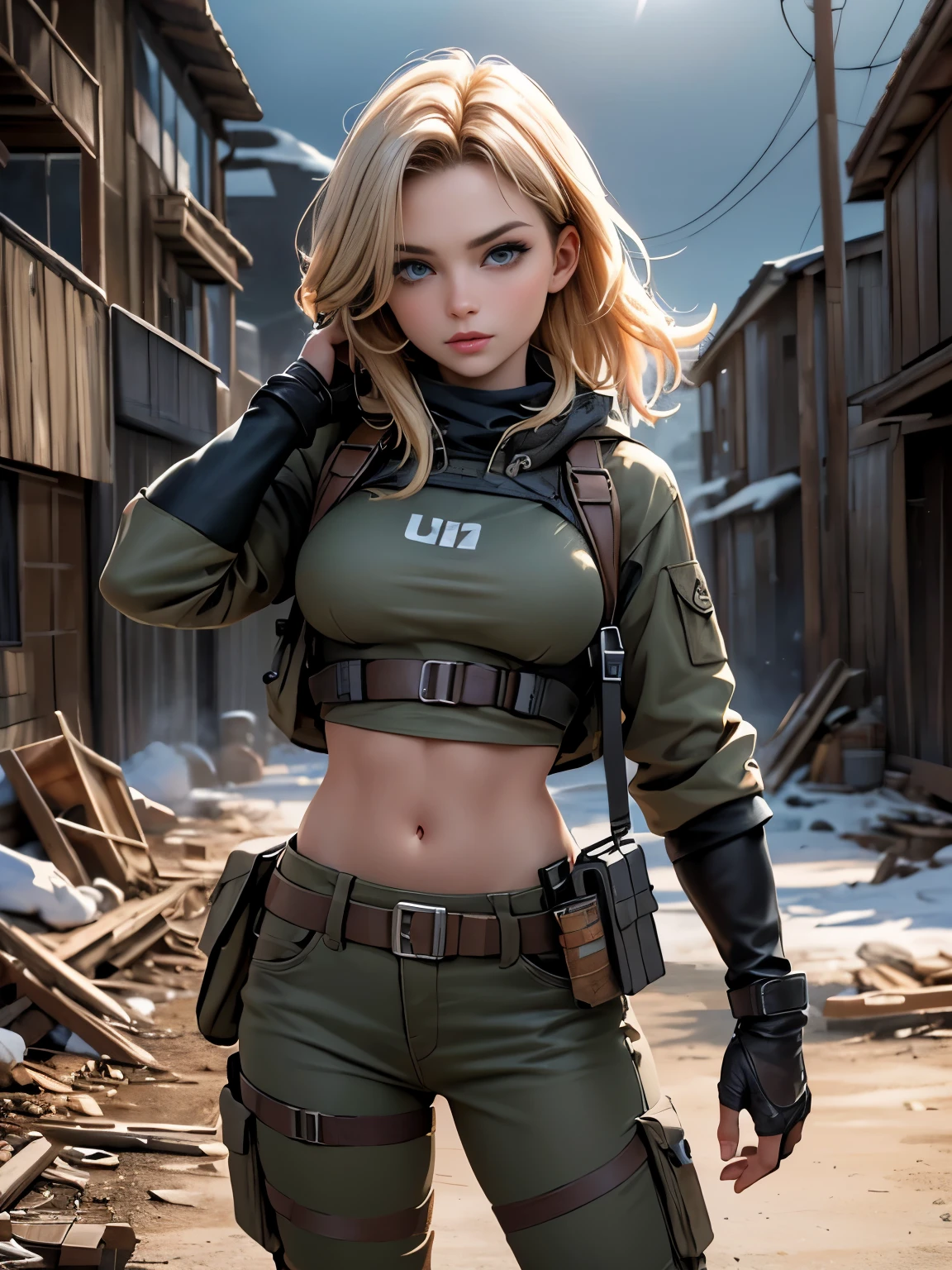 Masterpiece, an ultra hot gorgeous European woman, 23 years old, She’s a playmate and men magazine supermodel. in a post-apocalyptic wilderness (medium shot photo:1.5), military pants, military kaki teeshirt, Badass, post-apocalyptic style, RAW, Dramatic lighting, Natural light, (medium shot photo:1.3), 8K, ultra high res.photorealistic:1.4, UHD, Phase one XF IQ4, 150 MP, post apocalyptic wilderness landscape in the background, (medium shot photo:1.2), backlight.