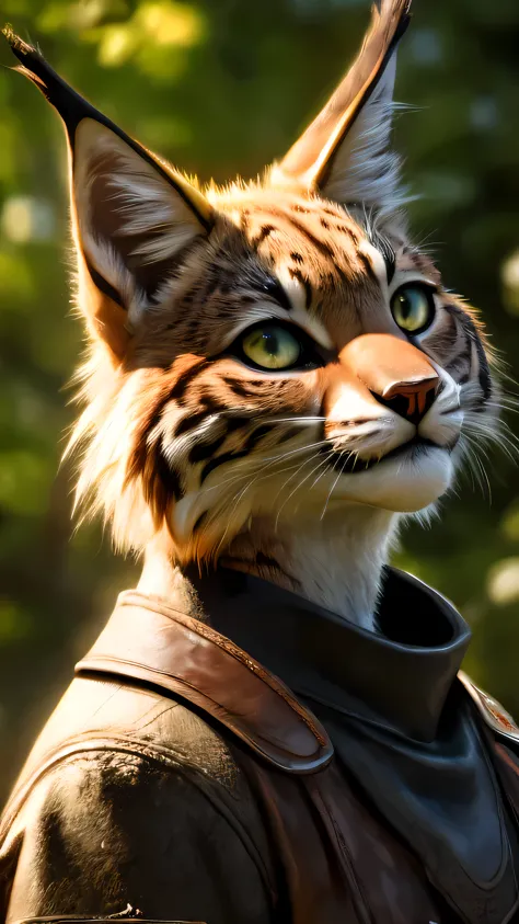 (best quality,4k,8k,highres,masterpiece:1.2),ultra-detailed,(realistic,photorealistic,photo-realistic:1.37),female lynx wearing ...