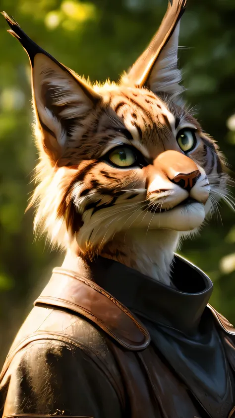 (best quality,4k,8k,highres,masterpiece:1.2),ultra-detailed,(realistic,photorealistic,photo-realistic:1.37),female lynx wearing ...