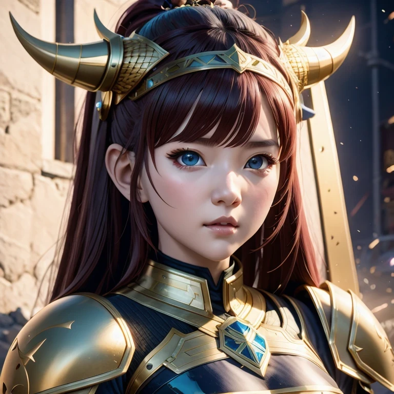 lado，fechar-se，Havia uma mulher usando um capacete com chifres, motor irreal render + Deusa, Arte de personagem de renderização 3D 8k, renderizando uma garota de anime 3d bonito, Personagem pequeno. motor irreal 5, Renderização realista de garota de anime, Personagem estilo Valquíria, Akihiko Yoshida. motor irreal, Garota com armadura de cavaleiro, obras de arte no estilo de guweiz, 1 garota, Solitário，