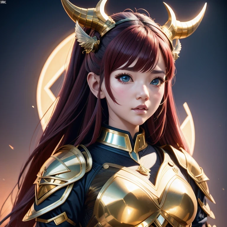 side，close up，There was a woman wearing a horned helmet, Unreal Engine render + goddess, 3D Rendering Character Art 8K, Rendering a cute 3D anime girl, Personagem pequeno. Unreal Engine 5, Realistic anime girl rendering, Valkyrie-style character, Akihiko Yoshida. Unreal Engine, Girl in knightly armor, Artwork in the style of Guweiz, 1 Girl, Solitary，