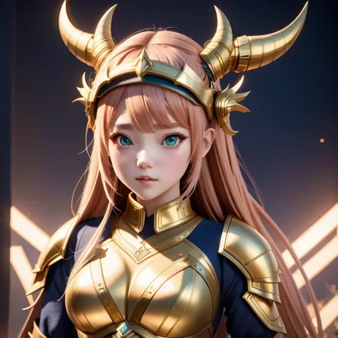 （（））close up，There was a woman wearing a horned helmet, Unreal Engine render + goddess, 3D Rendering Character Art 8K, Rendering...