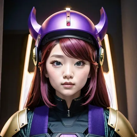 （（（Burgundy hair）））Purple powder series（（future technology）） HD Helmet，thoughtfully