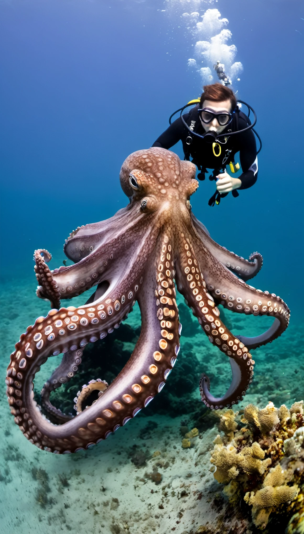 Diving ,meet big Octopus,danger