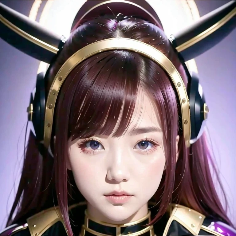 （（（Burgundy hair）））Purple powder series（（future technology）） HD Helmet，thoughtfully