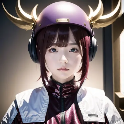 （（（burgundy hair）））purple powder series（（future technology）） hd helmet，thoughtfully