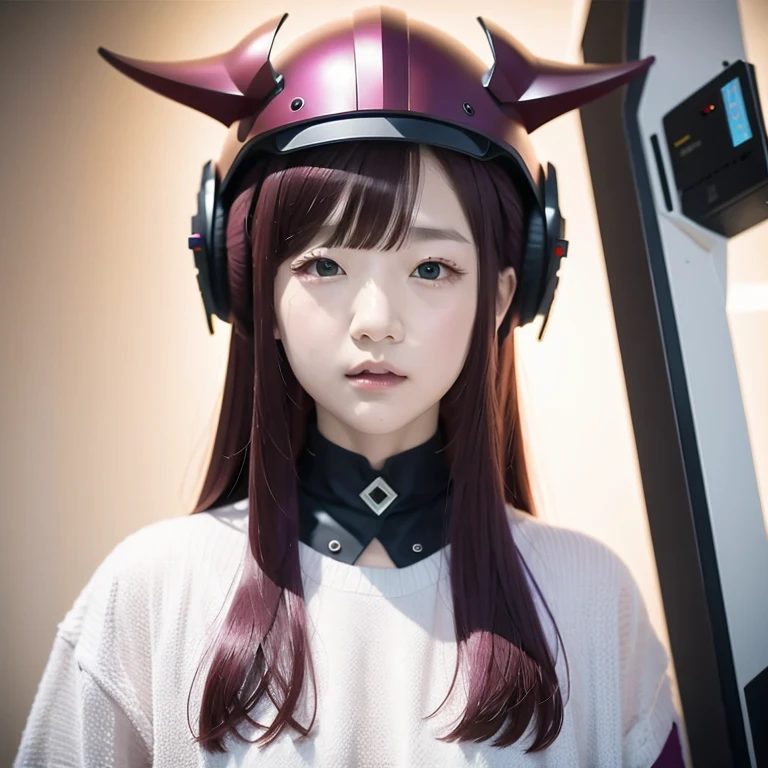 （（（Burgundy hair）））Purple powder series（（future technology）） HD Helmet，thoughtfully