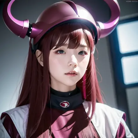 （（（burgundy hair）））purple powder series（（future technology）） hd helmet，thoughtfully