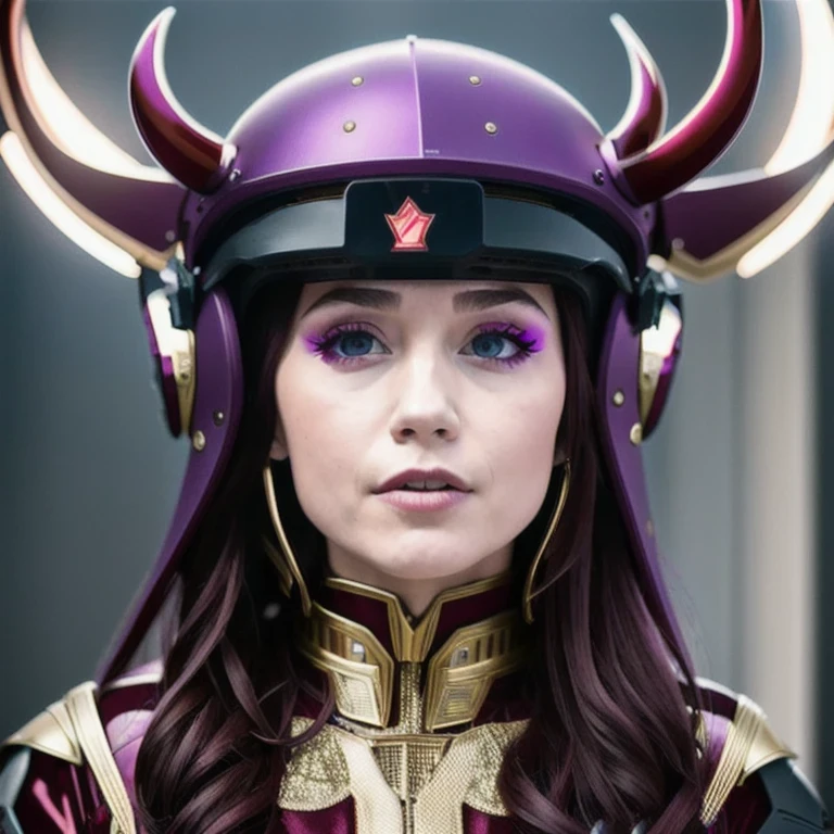 （（（Burgundy hair）））Purple powder series（（future technology）） HD Helmet，thoughtfully（antlers）